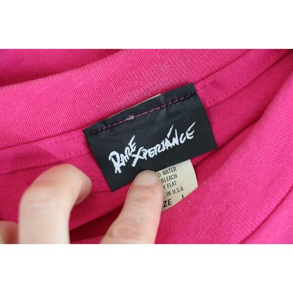 VINTAGE Rare Xperiance Womens Size Large Fringe Studded Oversize T-Shirt Pink - Picture 7 of 7